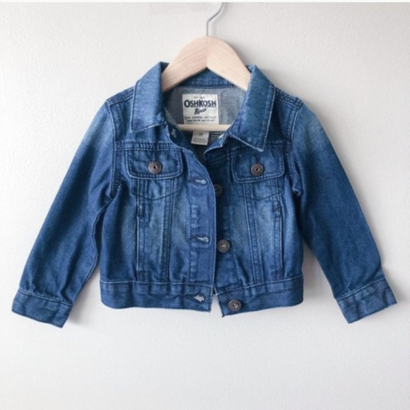 4/$15 OSHKOSH Classic dark wash denim baby jean jacket 2T 24m unisex - Picture 1 of 11